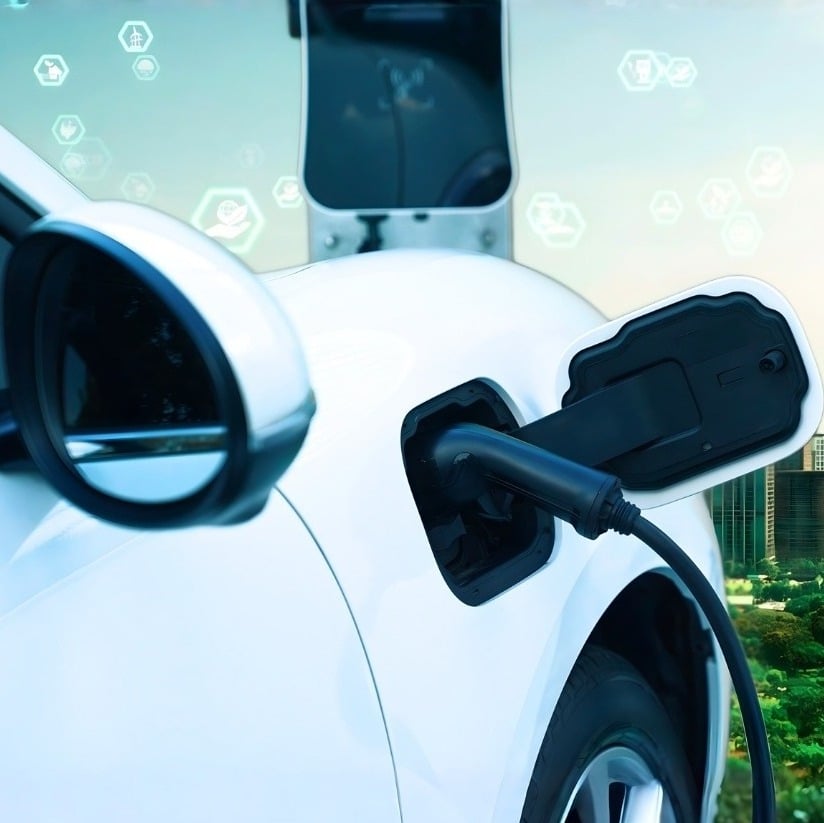 Electric vehicle charging stations with car, representing EV adoption in India