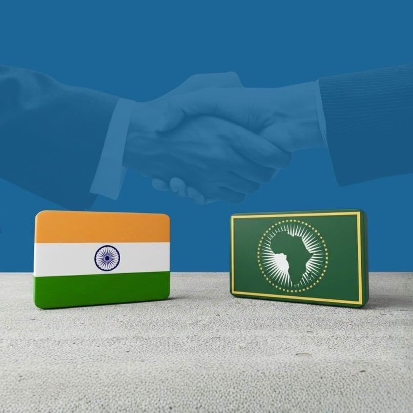 India and African Union symbols representing diplomatic ties amid Ebola outbreak concerns